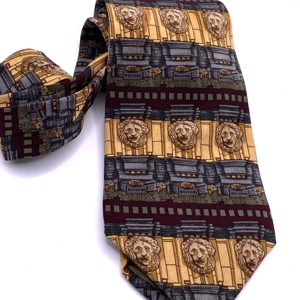 STONE LIONS UNICEF MENS TIE BROWN  BLUE GRAY